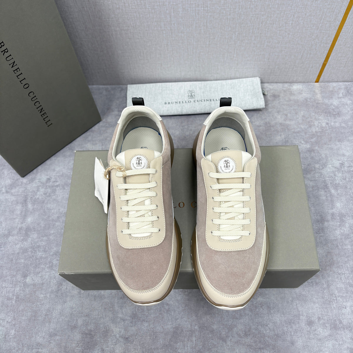 Navy-Wildleder-Runner mit Einsätzen – Herren