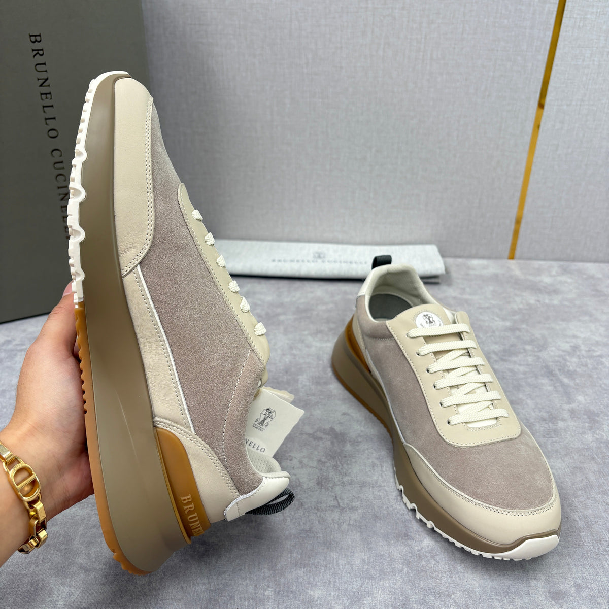 Navy-Wildleder-Runner mit Einsätzen – Herren