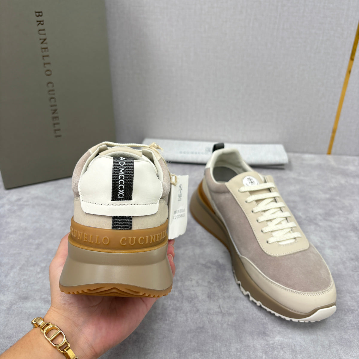 Navy-Wildleder-Runner mit Einsätzen – Herren