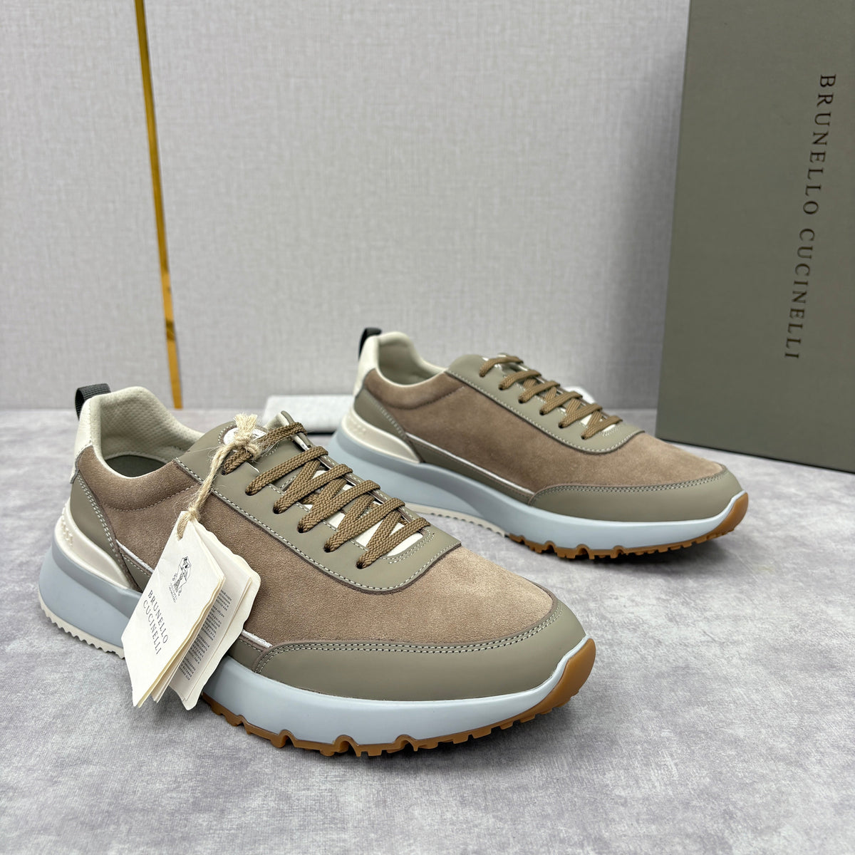 Navy-Wildleder-Runner mit Einsätzen – Herren