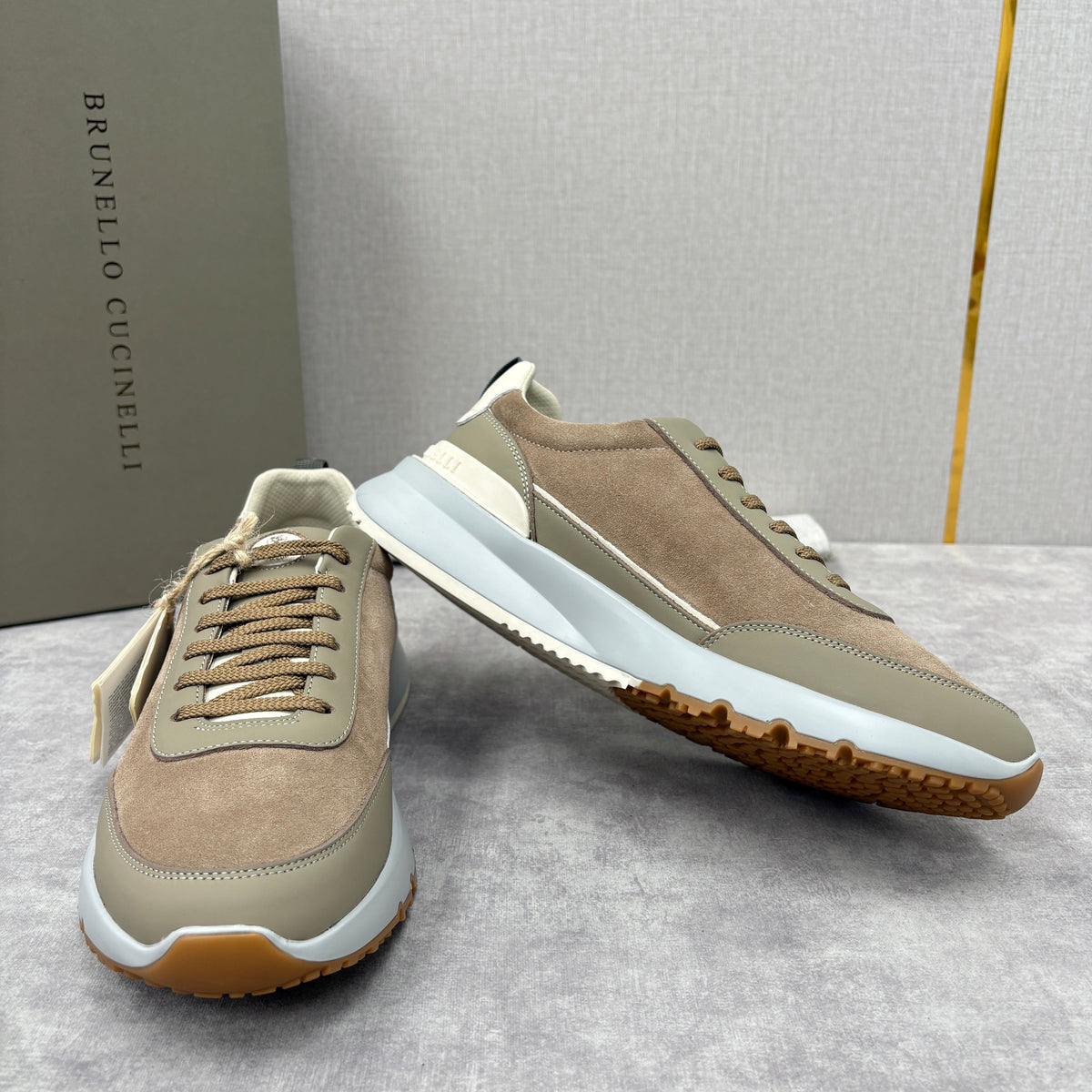Navy-Wildleder-Runner mit Einsätzen – Herren