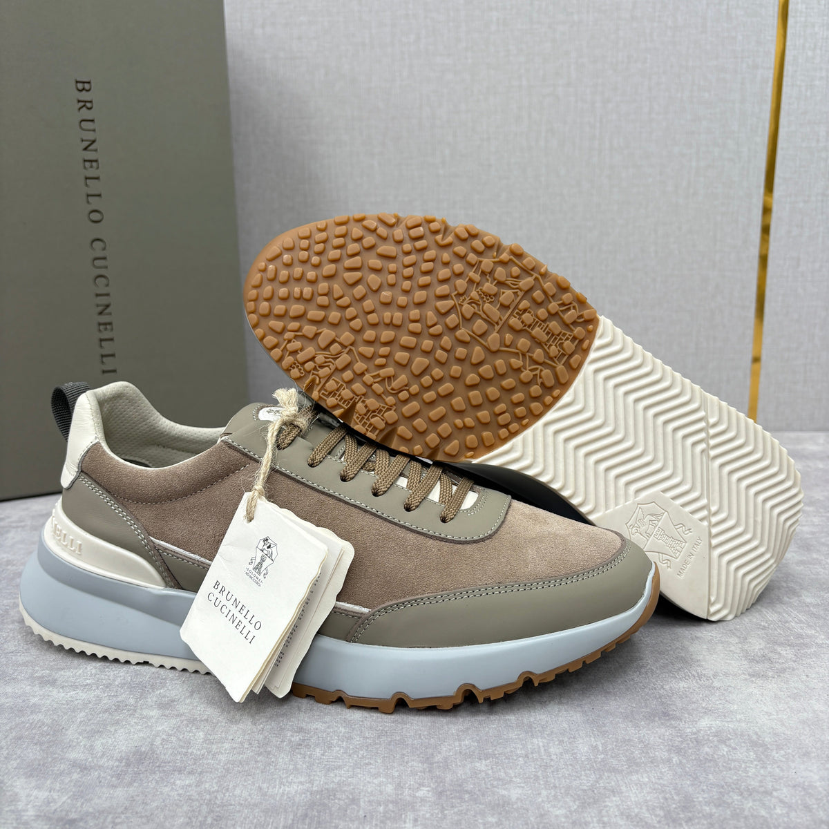 Navy-Wildleder-Runner mit Einsätzen – Herren