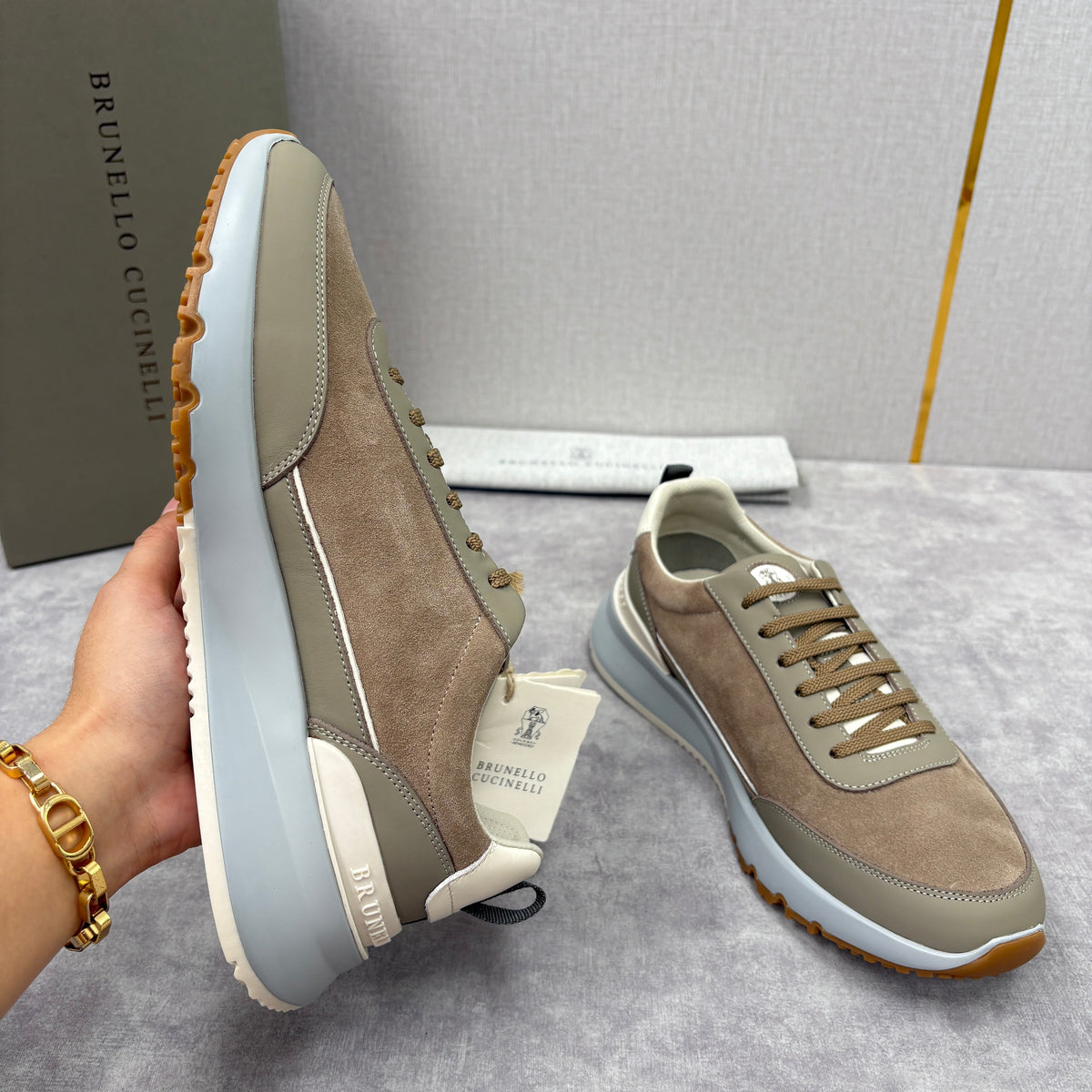 Navy-Wildleder-Runner mit Einsätzen – Herren