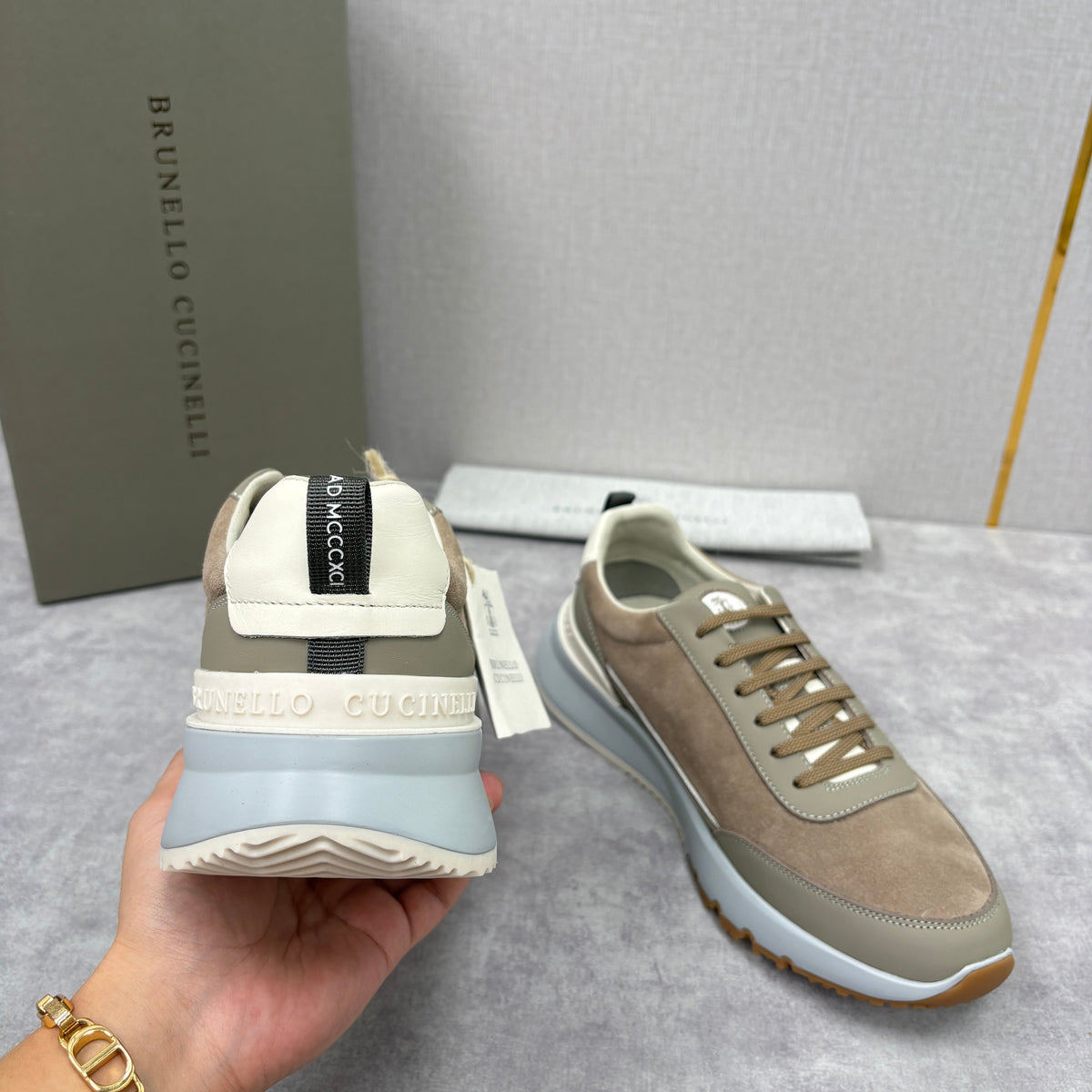 Navy-Wildleder-Runner mit Einsätzen – Herren