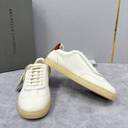 Cremefarbener Leder-Sneaker mit Gummisohle - Herren
