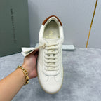Cremefarbener Leder-Sneaker mit Gummisohle - Herren
