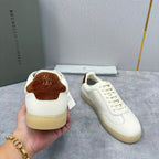 Cremefarbener Leder-Sneaker mit Gummisohle - Herren