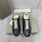 Cremefarbener Leder-Sneaker mit Gummisohle - Herren