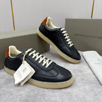 Cremefarbener Leder-Sneaker mit Gummisohle - Herren