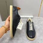 Cremefarbener Leder-Sneaker mit Gummisohle - Herren