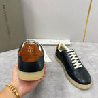 Cremefarbener Leder-Sneaker mit Gummisohle - Herren