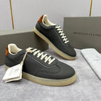 Cremefarbener Leder-Sneaker mit Gummisohle - Herren