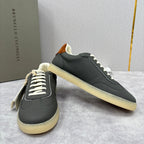 Cremefarbener Leder-Sneaker mit Gummisohle - Herren