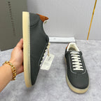 Cremefarbener Leder-Sneaker mit Gummisohle - Herren