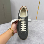 Cremefarbener Leder-Sneaker mit Gummisohle - Herren
