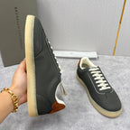 Cremefarbener Leder-Sneaker mit Gummisohle - Herren