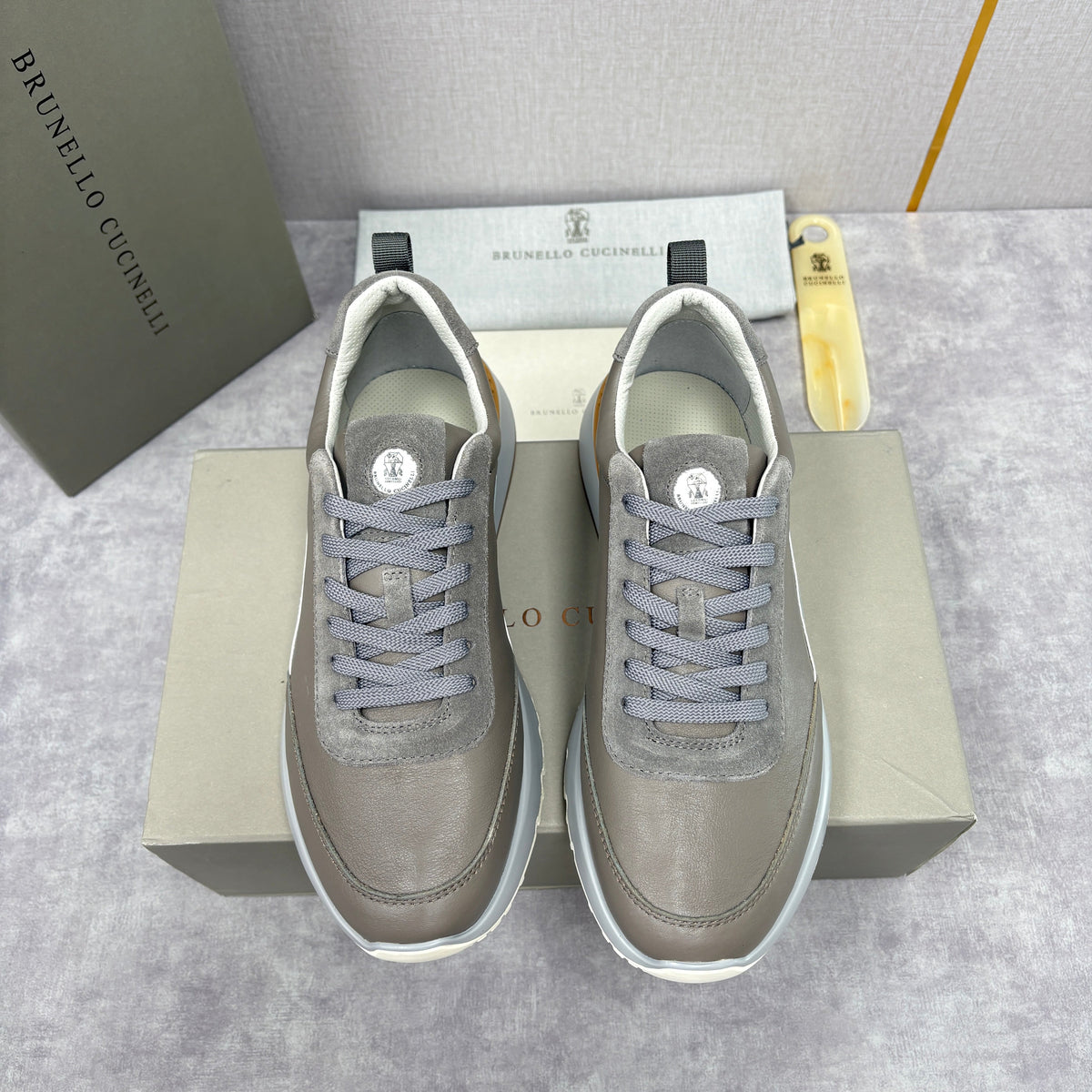 Grey Nylon Lug-Sole Runner - Men's