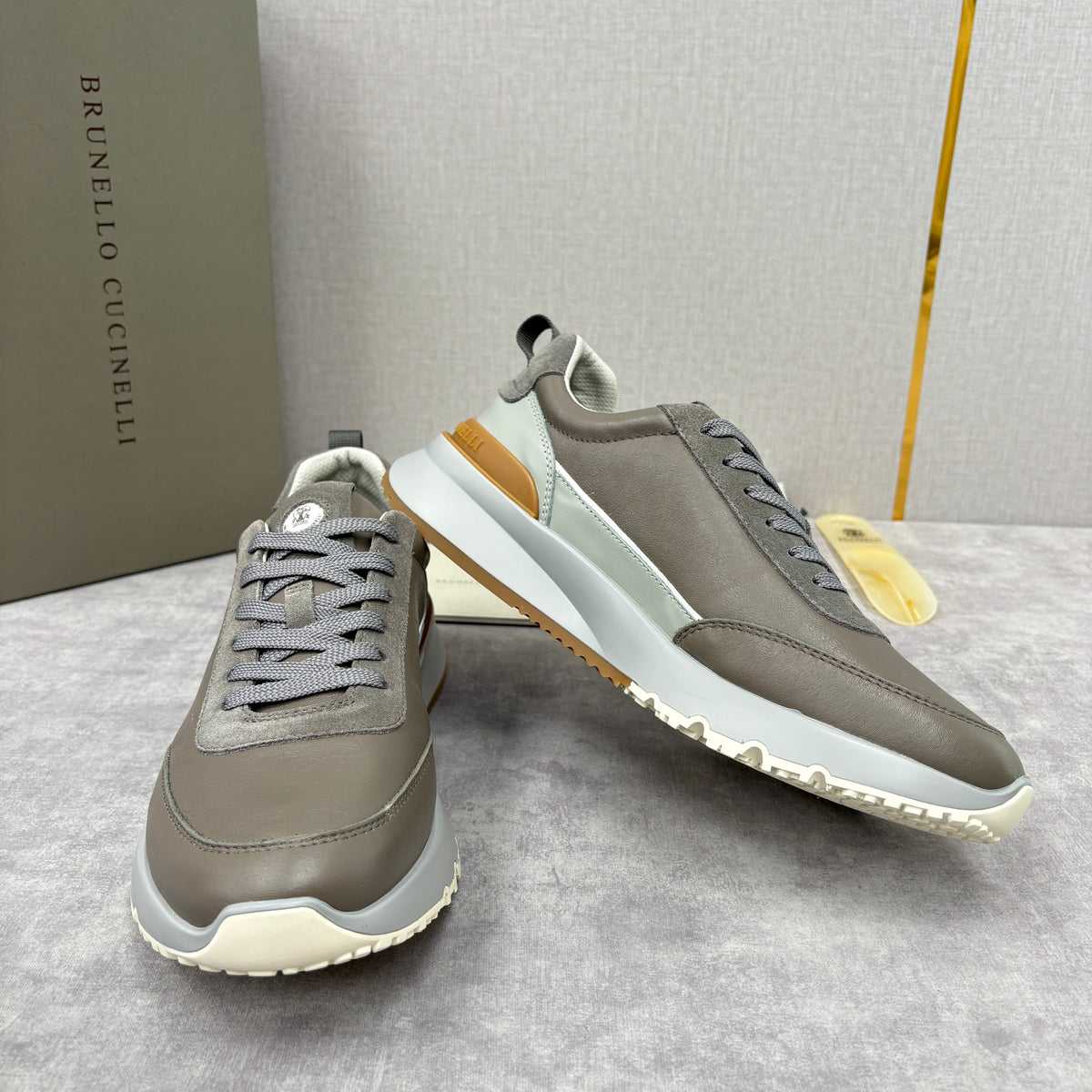 Grey Nylon Lug-Sole Runner - Men's