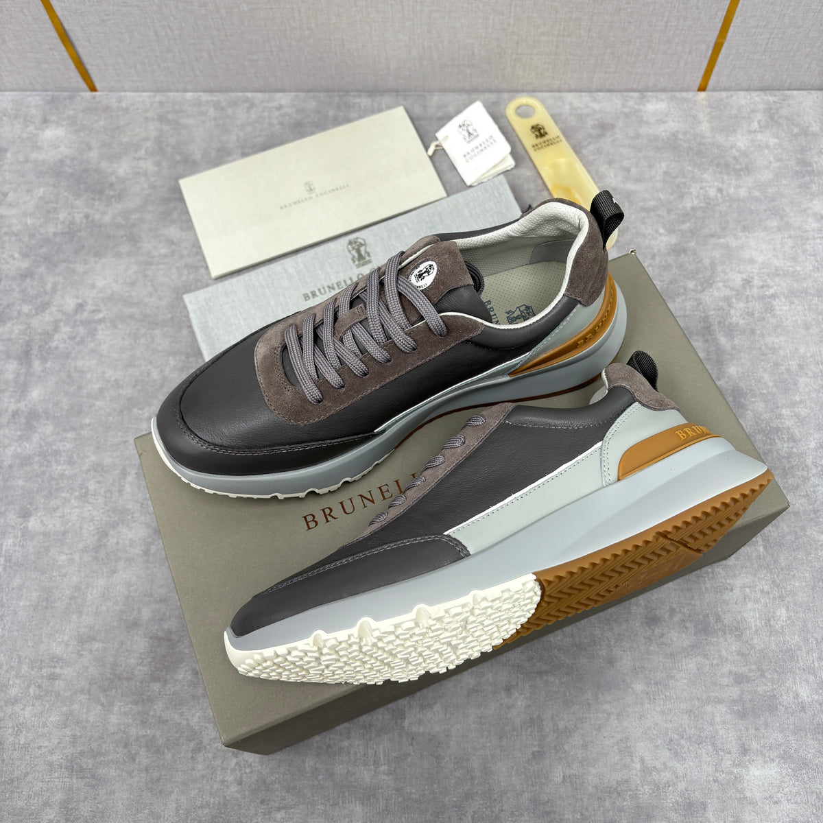 Grey Nylon Lug-Sole Runner - Men's