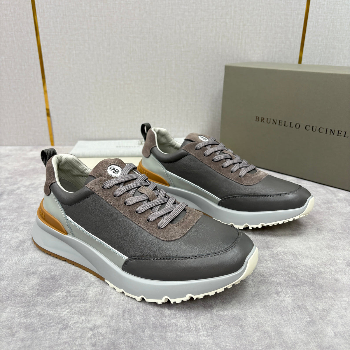Grey Nylon Lug-Sole Runner - Men's