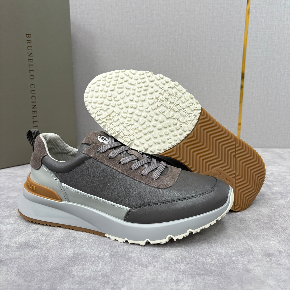 Grey Nylon Lug-Sole Runner - Men's