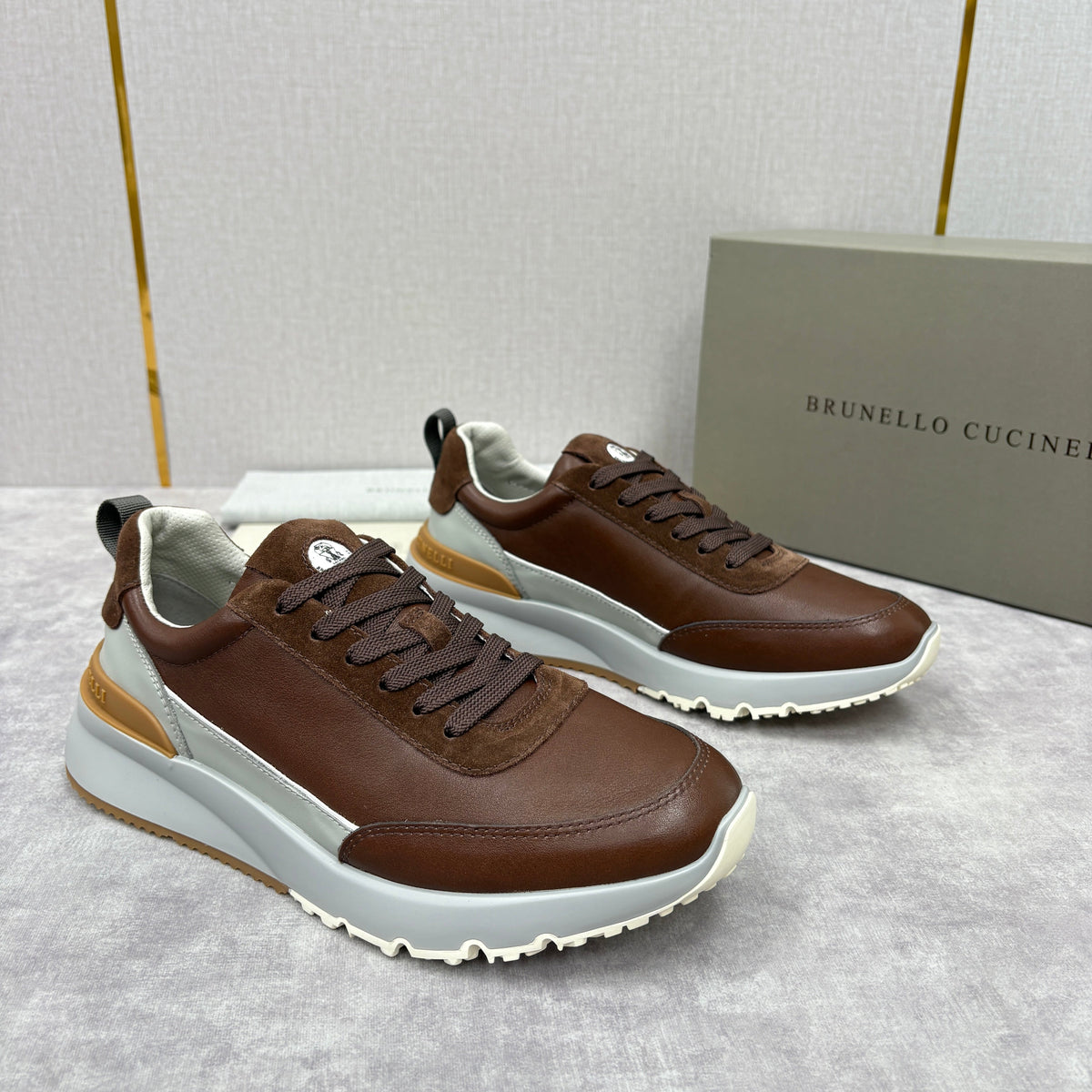 Grey Nylon Lug-Sole Runner - Men's
