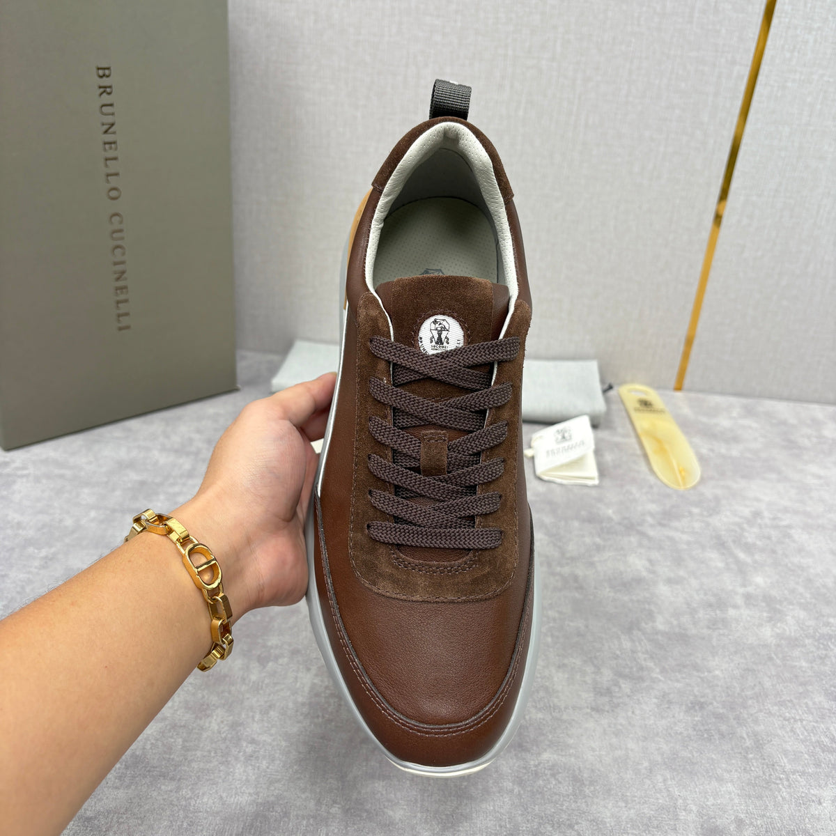 Grey Nylon Lug-Sole Runner - Men's