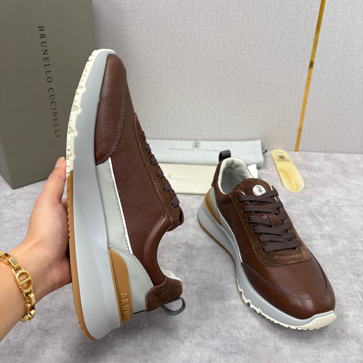 Grey Nylon Lug-Sole Runner - Men's