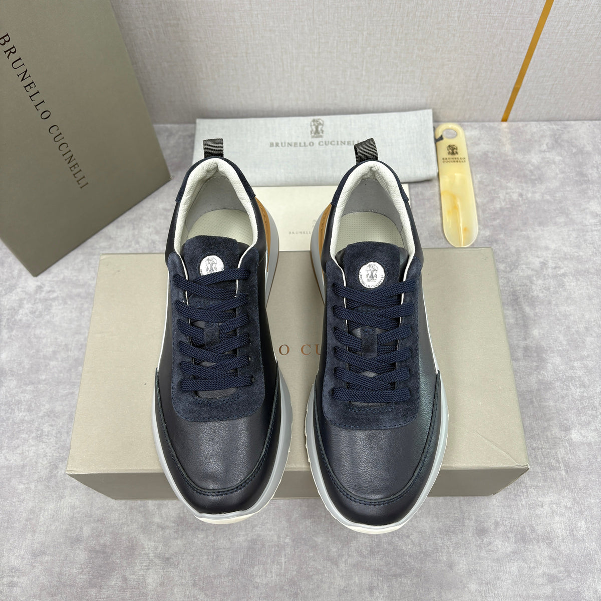 Grey Nylon Lug-Sole Runner - Men's