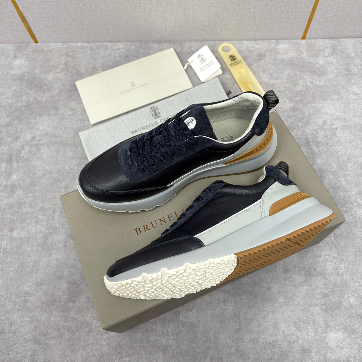 Grey Nylon Lug-Sole Runner - Men's