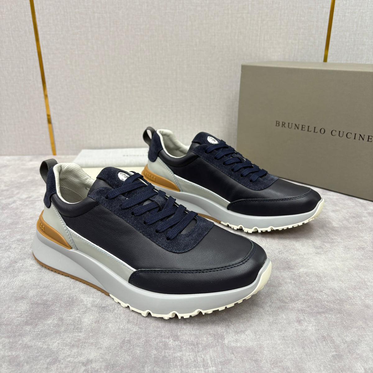 Grey Nylon Lug-Sole Runner - Men's