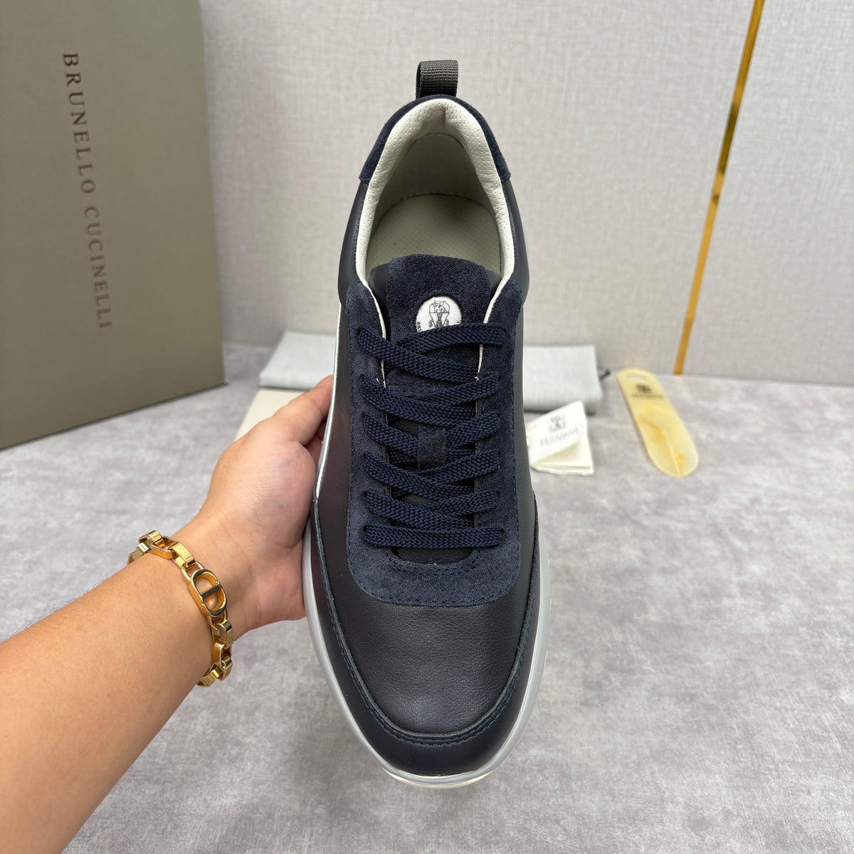 Grey Nylon Lug-Sole Runner - Men's