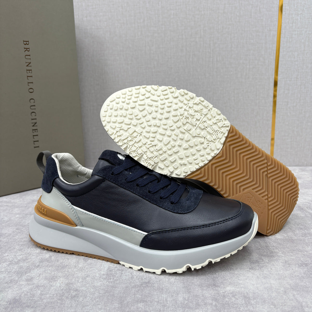 Grey Nylon Lug-Sole Runner - Men's
