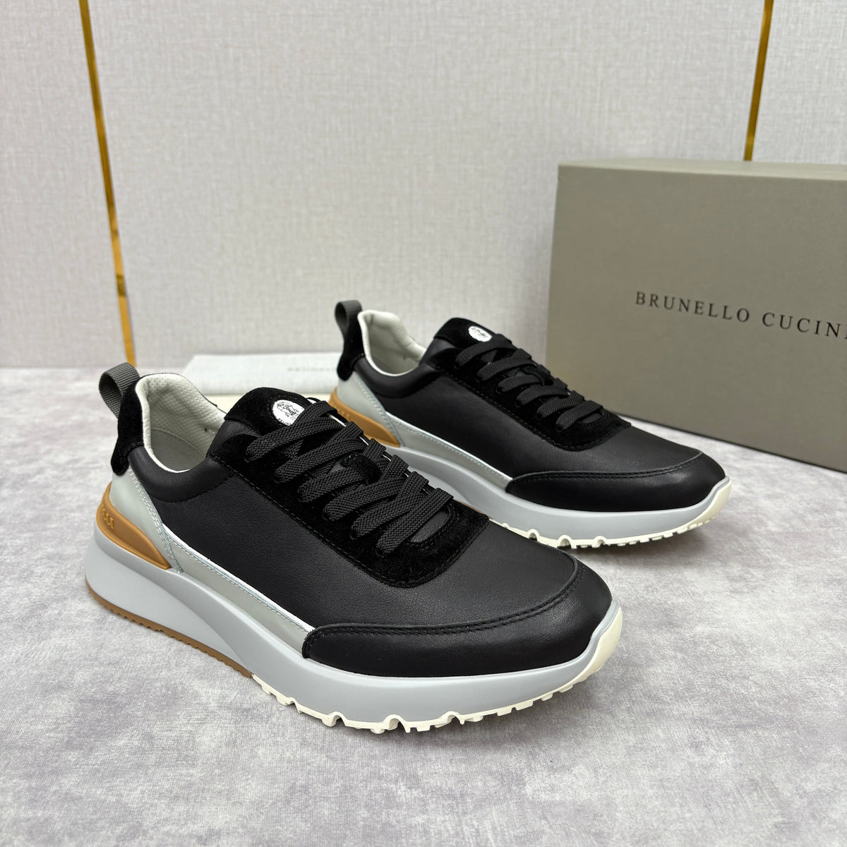 Grey Nylon Lug-Sole Runner - Men's