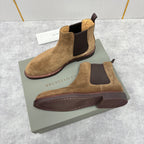 Camel Suede Plain Chelsea Boot - Men's