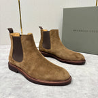 Camel Suede Plain Chelsea Boot - Men's