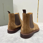 Camel Suede Plain Chelsea Boot - Men's