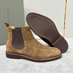 Camel Suede Plain Chelsea Boot - Men's