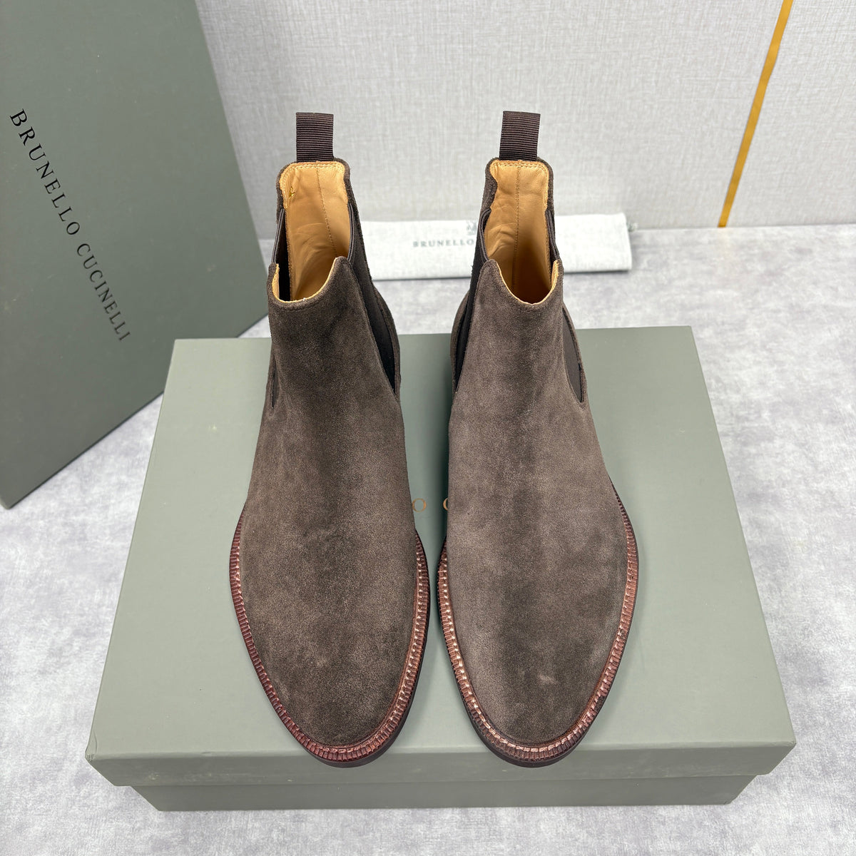 Camel Suede Plain Chelsea Boot - Men's