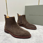 Camel Suede Plain Chelsea Boot - Men's