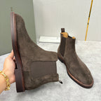 Camel Suede Plain Chelsea Boot - Men's