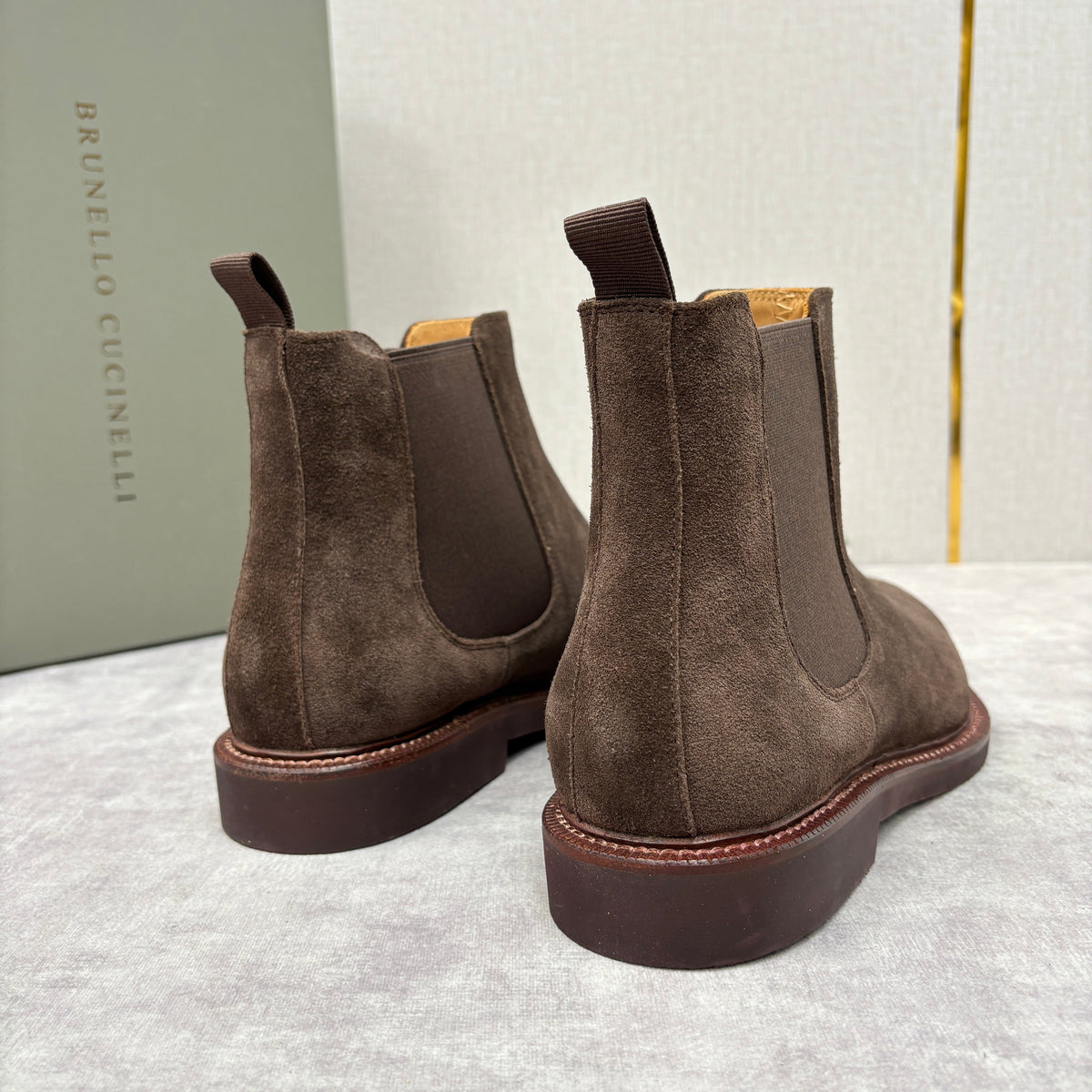Camel Suede Plain Chelsea Boot - Men's