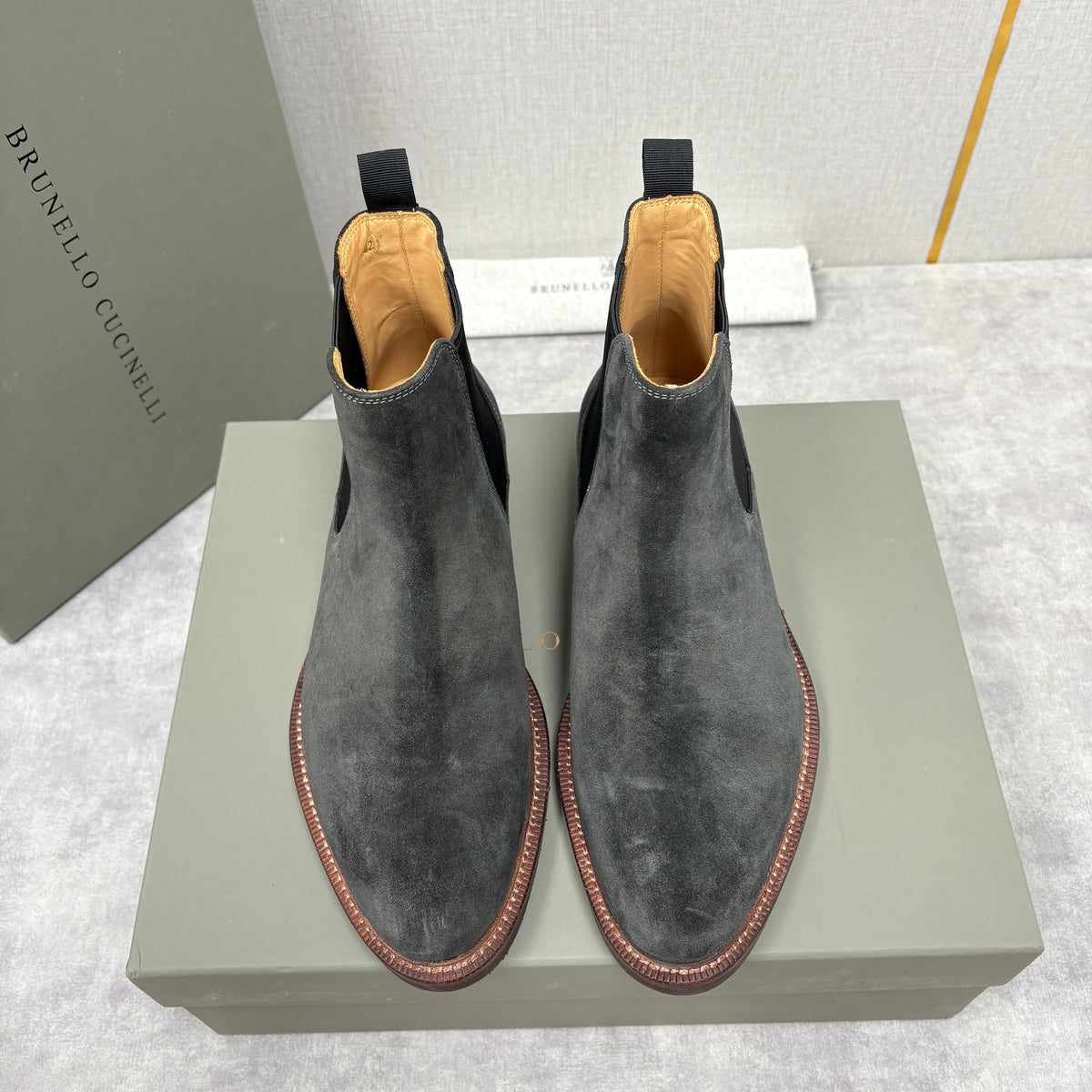 Camel Suede Plain Chelsea Boot - Men's