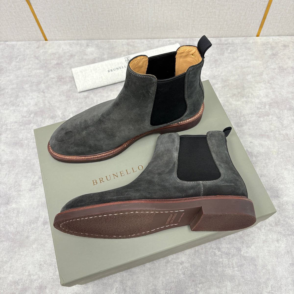 Camel Suede Plain Chelsea Boot - Men's