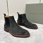 Camel Suede Plain Chelsea Boot - Men's