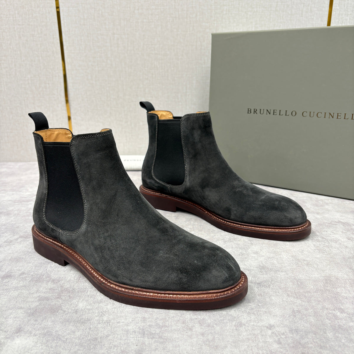 Camel Suede Plain Chelsea Boot - Men's