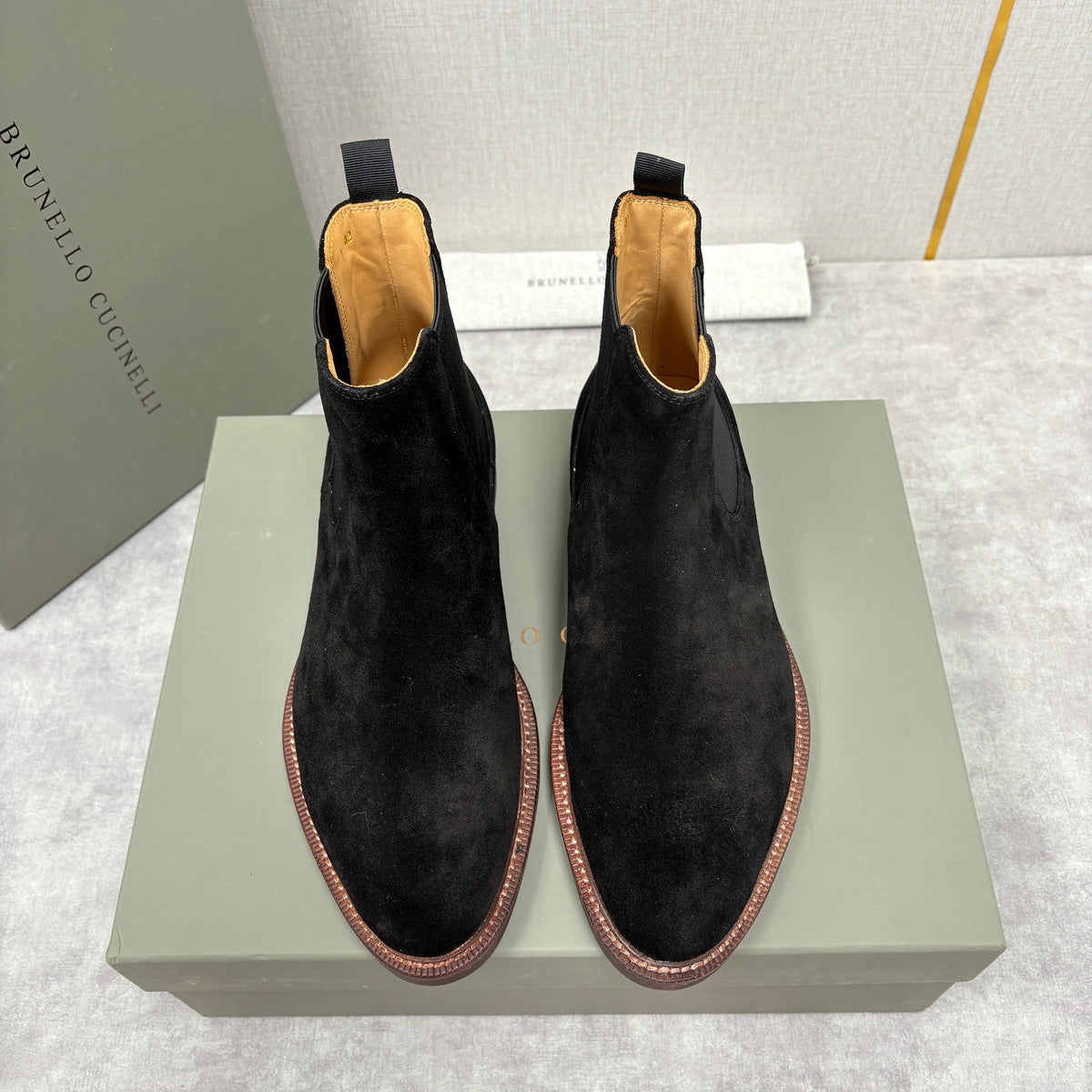 Camel Suede Plain Chelsea Boot - Men's