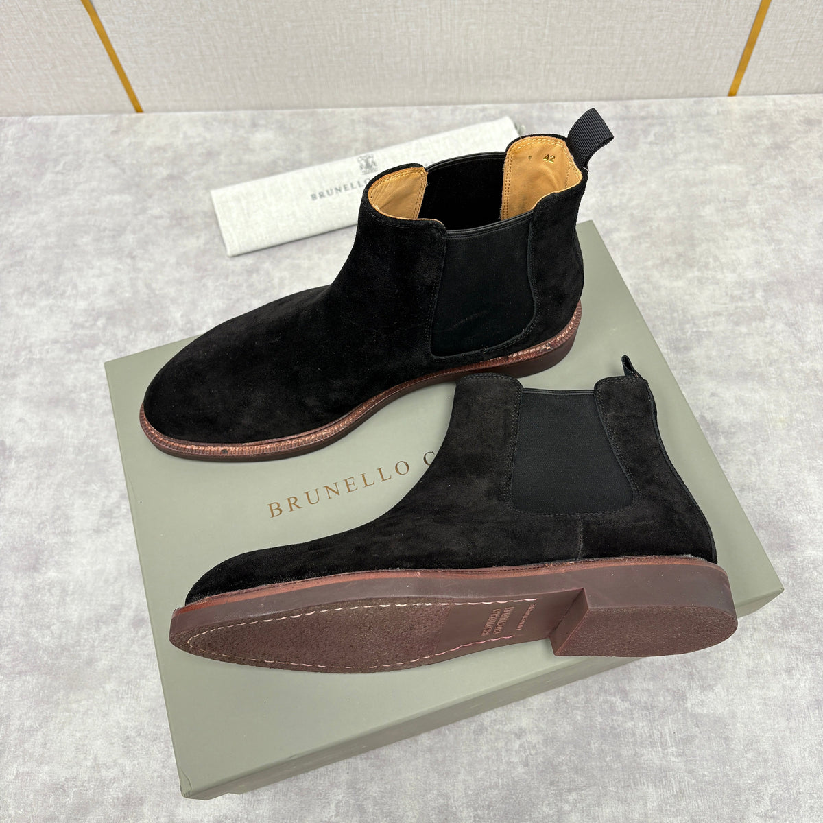 Camel Suede Plain Chelsea Boot - Men's