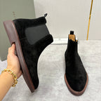Camel Suede Plain Chelsea Boot - Men's