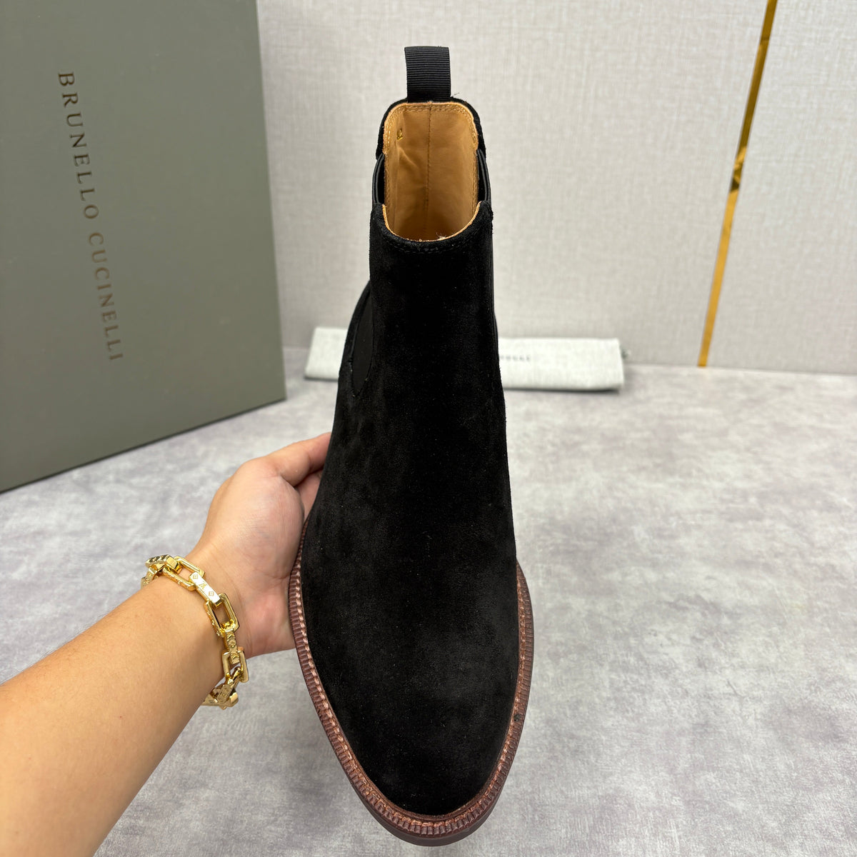 Camel Suede Plain Chelsea Boot - Men's